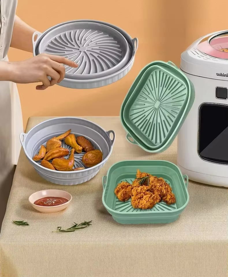 Foldable Air Fryer Silicone Liner Reusable Air Fryer Silicone Baking Tray Food Grade Silicone Air Fryer Mat