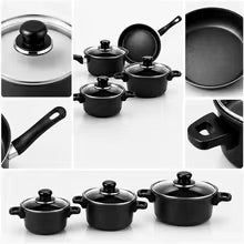 Nonstick Cookware Set with Glass Lids & Silicone Utensils