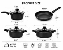Nonstick Cookware Set with Glass Lids & Silicone Utensils