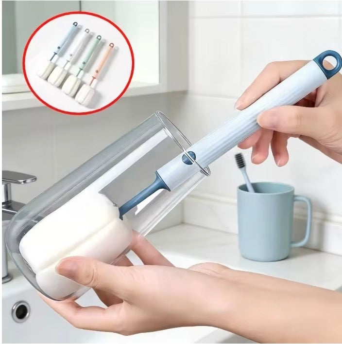 Long-Handle Bottle & Mug Cleaning Brush with Sponge Head