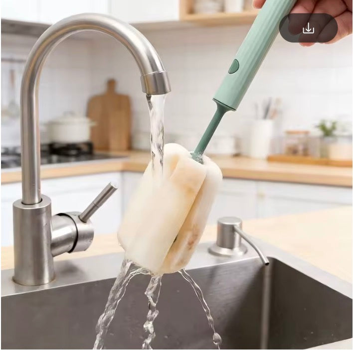 Long-Handle Bottle & Mug Cleaning Brush with Sponge Head