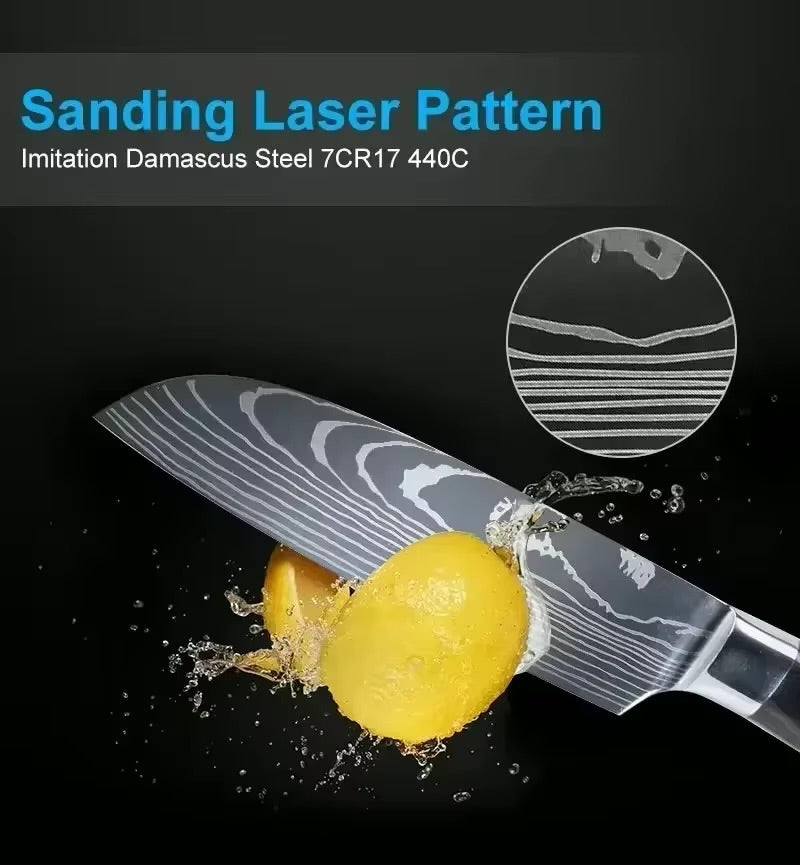 Chef's Knife Kitchen Knives Set Professional Boning Knife Meat Cleaver Utility Knife Japanese Santoku Knife with Cover