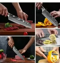 Chef's Knife Kitchen Knives Set Professional Boning Knife Meat Cleaver Utility Knife Japanese Santoku Knife with Cover