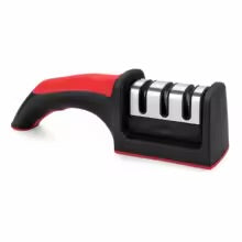 Easy and Fast Knife Sharpener, 3-Stage Sharpening System for Kitchen Knives with Non-Slip Ergonomic Handle, Safe and Efficient