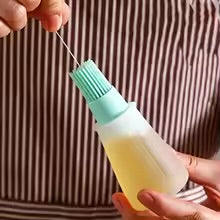 Dispensador de aceite de silicona para barbacoa con pincel, juego de pincel resistente a altas temperaturas y de grado alimentario para cocinar al aire libre, repostería y cocina