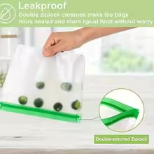 Reusable Silicone Food Pouches 3-Pack - Leakproof Freezer & Storage Bags for Travel/Home Use