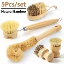 Bamboo Dish Scrub Brush Multiple-types Kitchen Cleaning Brush Set Efficient Sisal Cleaning Brush for Pot Pan Dish Vegetable