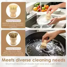 Bamboo Dish Scrub Brush Multiple-types Kitchen Cleaning Brush Set Efficient Sisal Cleaning Brush for Pot Pan Dish Vegetable