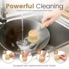 Bamboo Dish Scrub Brush Multiple-types Kitchen Cleaning Brush Set Efficient Sisal Cleaning Brush for Pot Pan Dish Vegetable