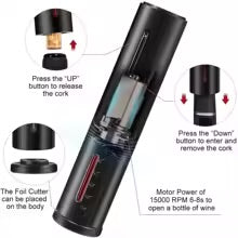 Electric Wine Bottle Opener USB Rechargable Automatic Red Wine Corkscrew Foil Cutter Vacuum Stopper