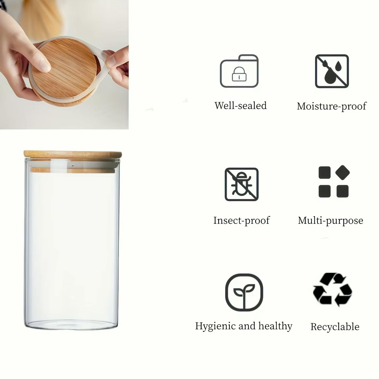 Glass jar with bamboo lid