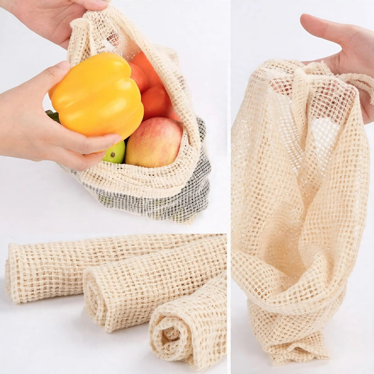 Reusable Cotton Mesh Produce Bags – eco-friendly kitchen tool from Peakora (2 of 7)