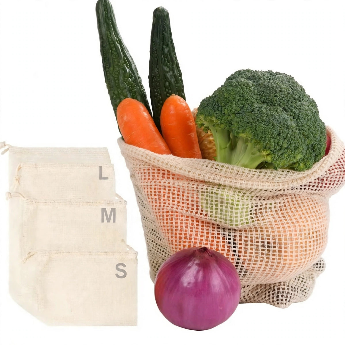 Reusable Cotton Mesh Produce Bags – eco-friendly kitchen tool from Peakora (6 of 7)