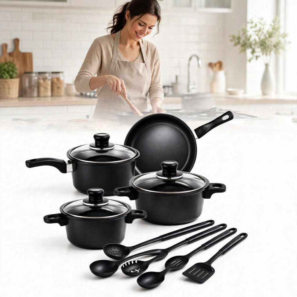 Nonstick Cookware Set with Glass Lids & Utensils – eco-friendly kitchen tool from Peakora (1 of 7)